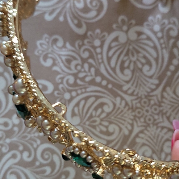 Princess Crown - Gold with Emerald Colored Gems main image 4